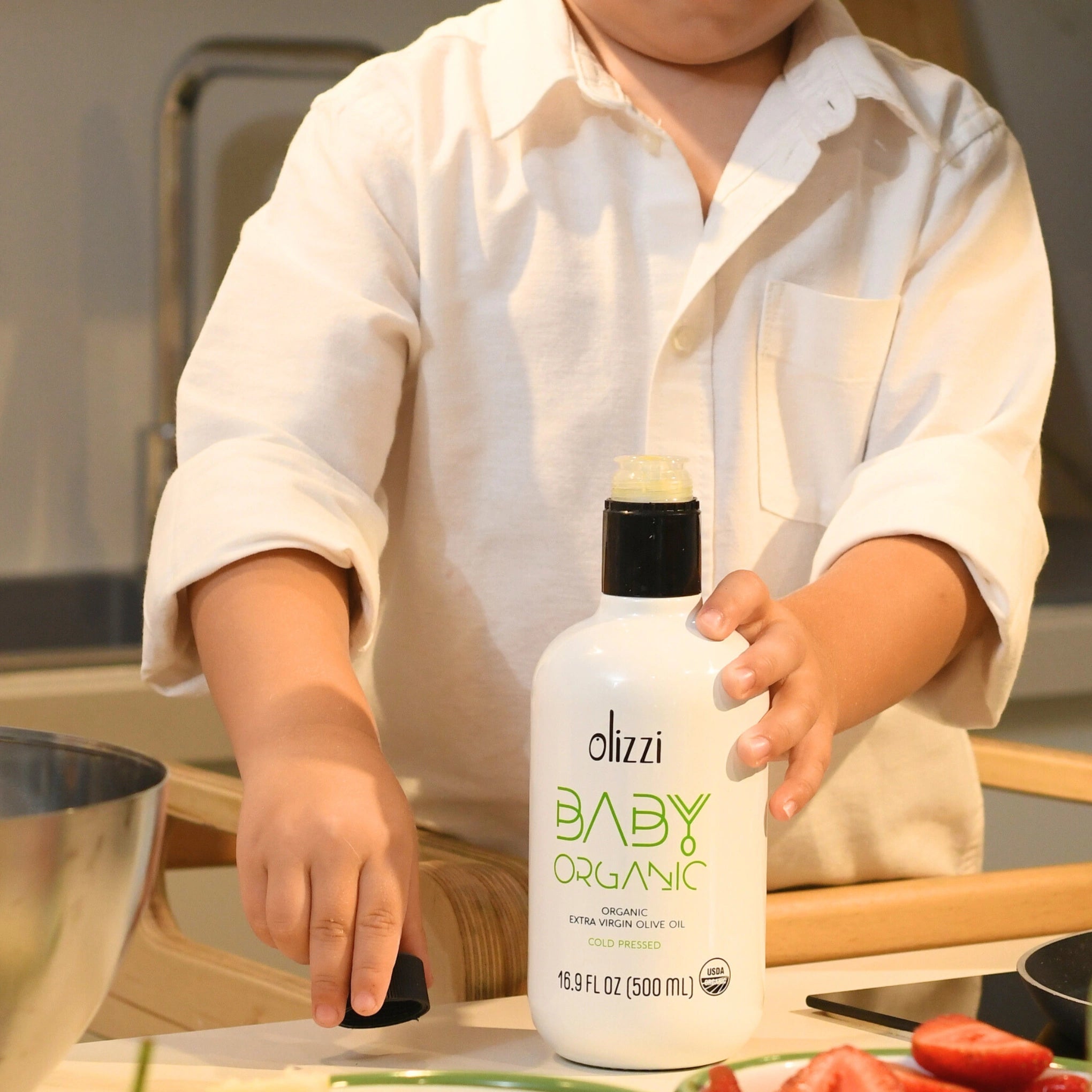 Olizzi Baby Organic Extra Virgin Olive Oil, Cold Pressed 16.9 FL OZ x 12 Units (BB: 7/1/2026)