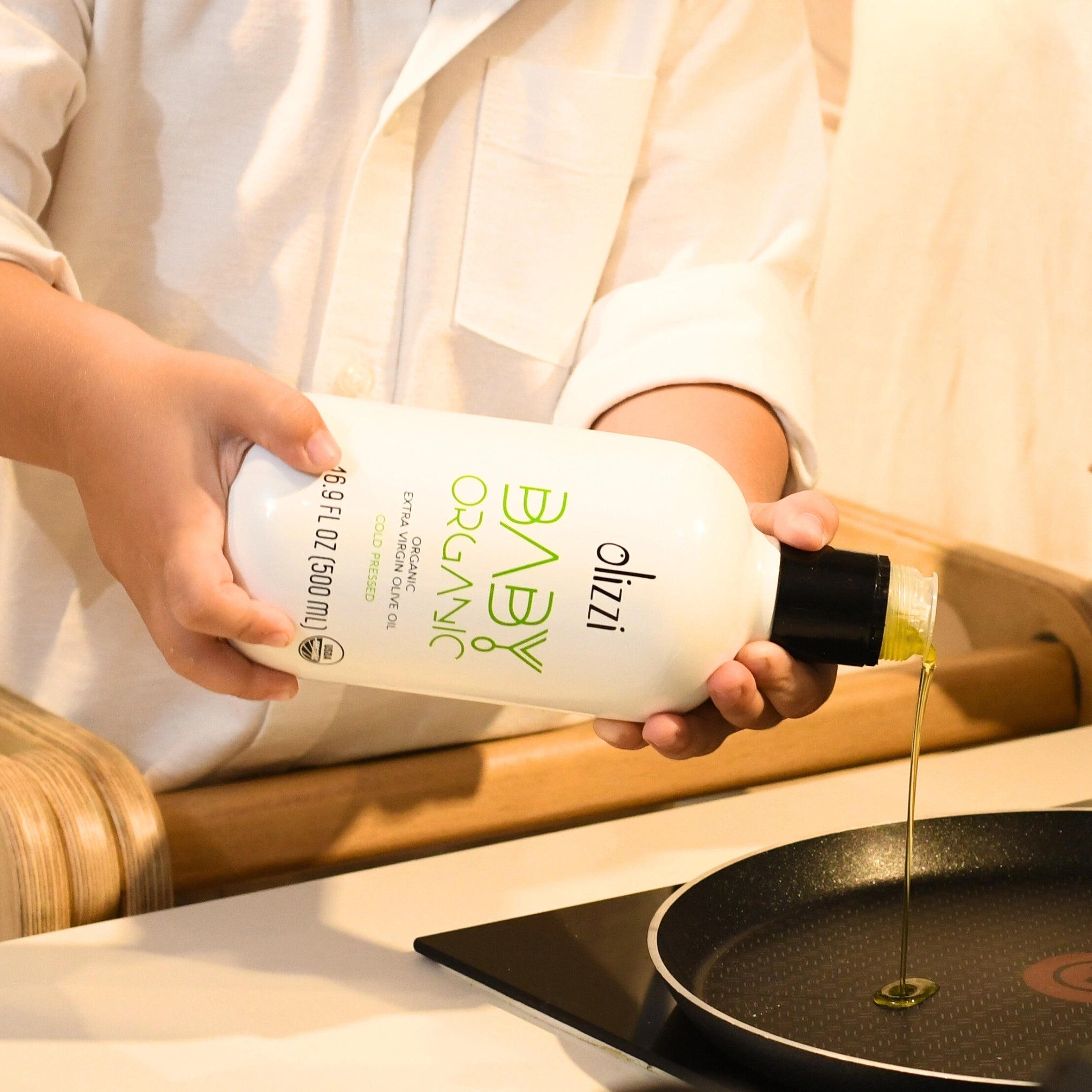 Olizzi Baby Organic Extra Virgin Olive Oil, Cold Pressed 16.9 FL OZ x 12 Units (BB: 7/1/2026)