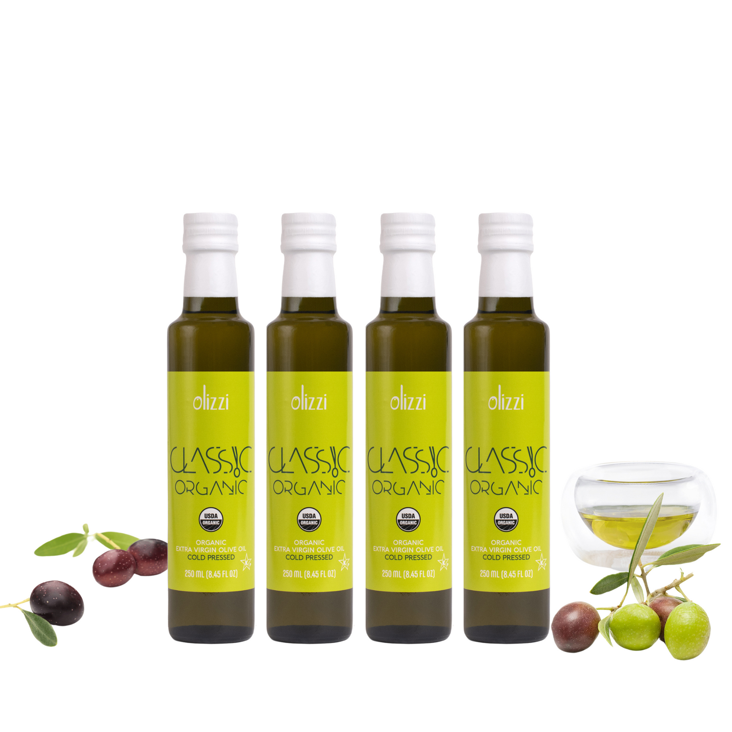 Olizzi Classic Organic Extra Virgin Olive Oil 8.45 FL OZ - Cold Pressed, New Harvest, Hand Picked, USDA Organic, Kosher, Smooth and Delicate EVOO, Salad Dressing, Aceite de Oliva