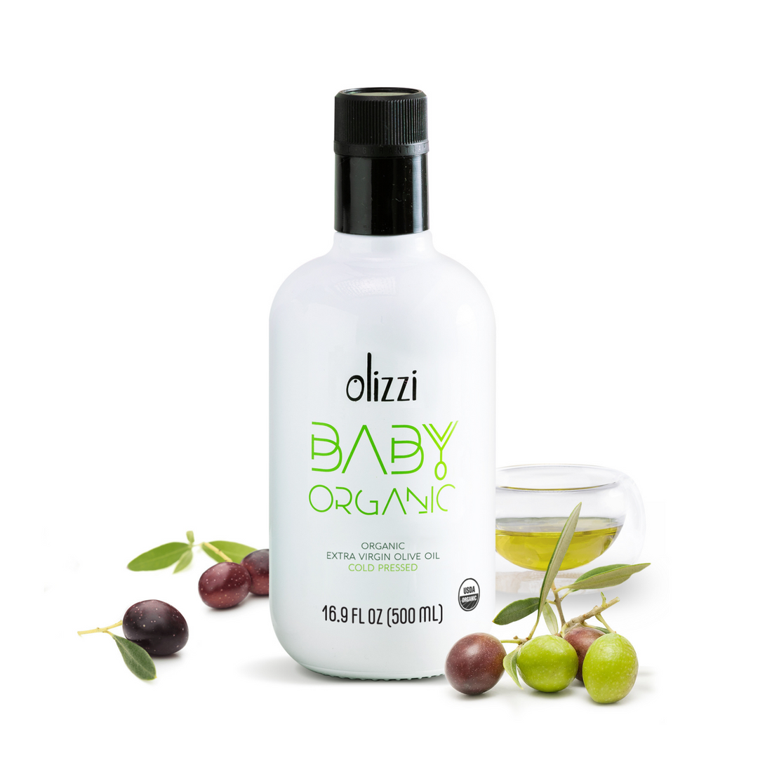 Olizzi Baby Organic Extra Virgin Olive Oil, Cold Pressed 16.9 FL OZ