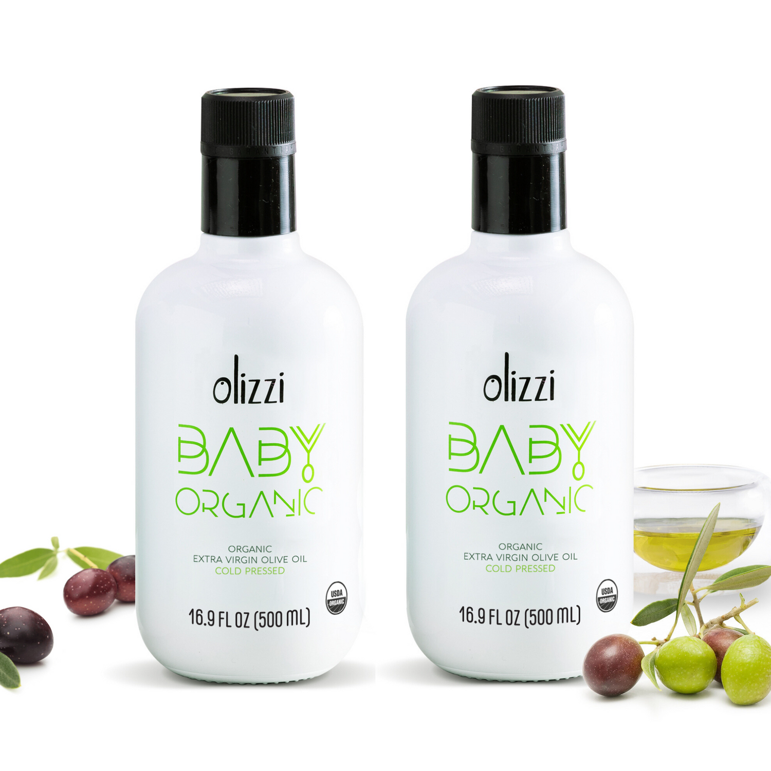 Olizzi Baby Organic Extra Virgin Olive Oil, Cold Pressed 16.9 FL OZ X 2 Unit