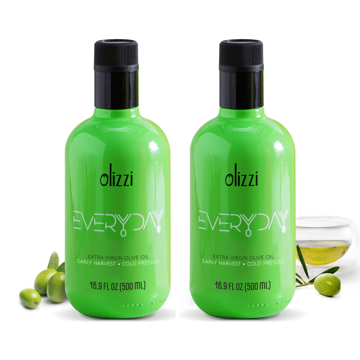 Olizzi Everyday Extra Virgin Olive Oil, Award Winner, Early Harvest, Cold Pressed 16.9 FL OZ X 2 Unit